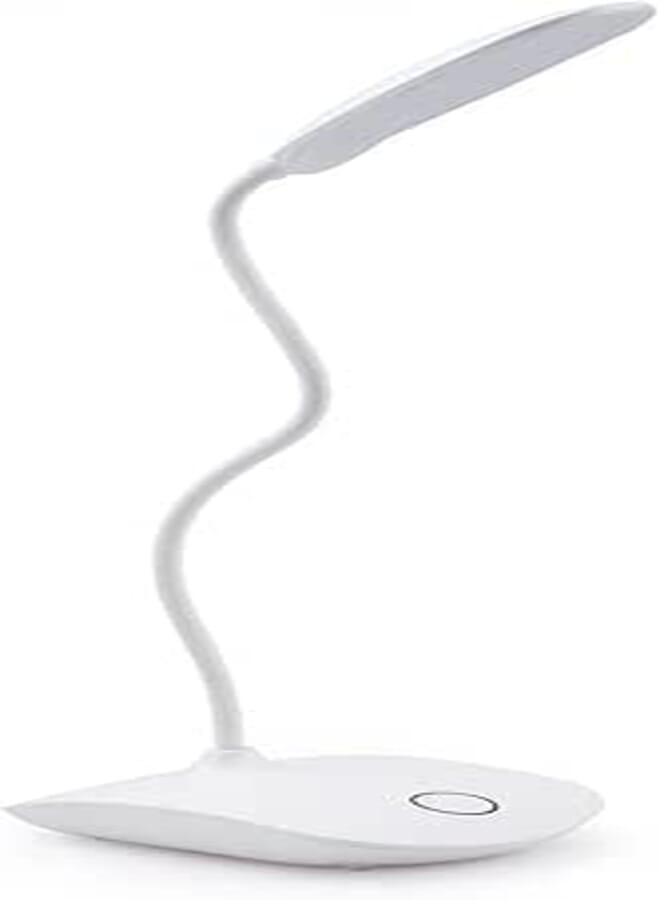 INF LED Table Lamp With Rotating Flexible Base, Dimmable, Battery Operated, White - Desk and Bedside Lighting